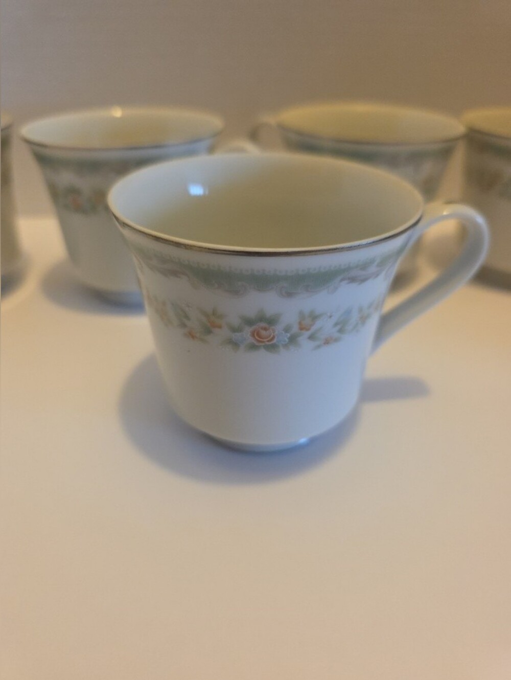 Set of 5 Tea Cup Roseville Translucent Fine China #4135 Made In Japan